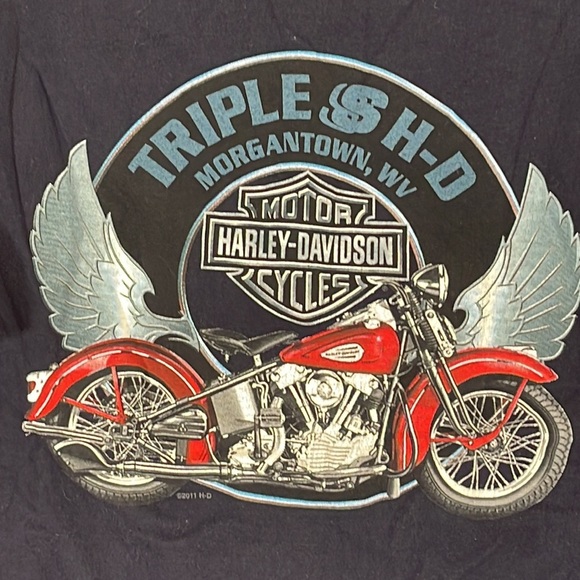 Harley Davidson Navy Blue Wild & Free T Shirt Triple S Morgantown, WV Large Tee - Picture 4 of 6